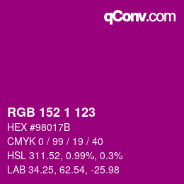 颜色代码: RGB 152 1 123 | qconv.com