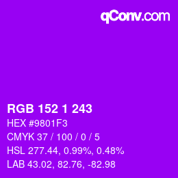 カラーコード: RGB 152 1 243 | qconv.com