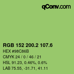 カラーコード: RGB 152 200.2 107.6 | qconv.com