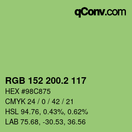 カラーコード: RGB 152 200.2 117 | qconv.com