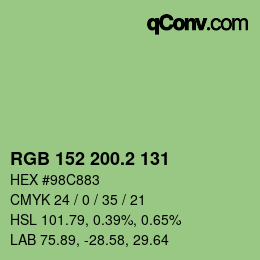 カラーコード: RGB 152 200.2 131 | qconv.com