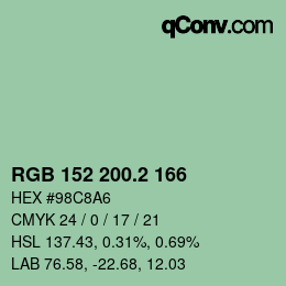 カラーコード: RGB 152 200.2 166 | qconv.com
