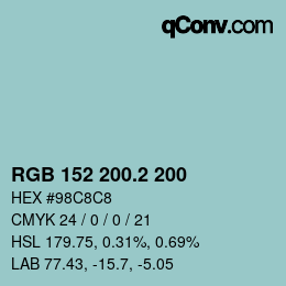 カラーコード: RGB 152 200.2 200 | qconv.com
