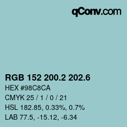 カラーコード: RGB 152 200.2 202.6 | qconv.com