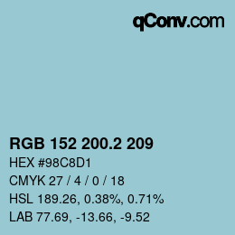 カラーコード: RGB 152 200.2 209 | qconv.com