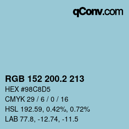 カラーコード: RGB 152 200.2 213 | qconv.com