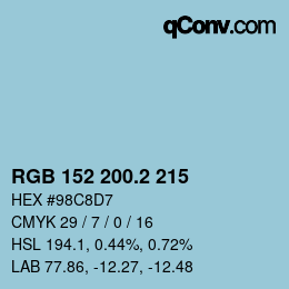 カラーコード: RGB 152 200.2 215 | qconv.com