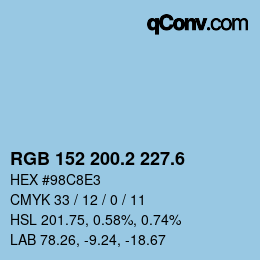 カラーコード: RGB 152 200.2 227.6 | qconv.com