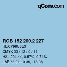 カラーコード: RGB 152 200.2 227 | qconv.com