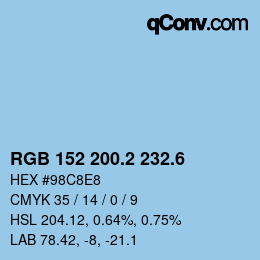 カラーコード: RGB 152 200.2 232.6 | qconv.com