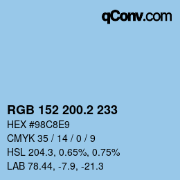 カラーコード: RGB 152 200.2 233 | qconv.com