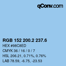 カラーコード: RGB 152 200.2 237.6 | qconv.com