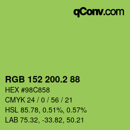 カラーコード: RGB 152 200.2 88 | qconv.com