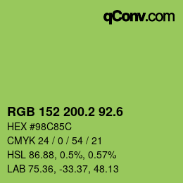 カラーコード: RGB 152 200.2 92.6 | qconv.com