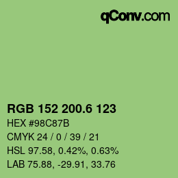 カラーコード: RGB 152 200.6 123 | qconv.com