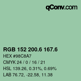 カラーコード: RGB 152 200.6 167.6 | qconv.com