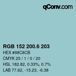 カラーコード: RGB 152 200.6 203 | qconv.com
