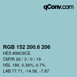 カラーコード: RGB 152 200.6 206 | qconv.com