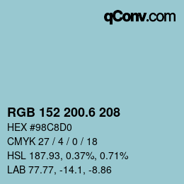 カラーコード: RGB 152 200.6 208 | qconv.com