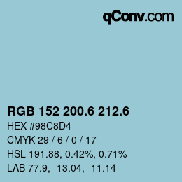 カラーコード: RGB 152 200.6 212.6 | qconv.com