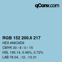 カラーコード: RGB 152 200.6 217 | qconv.com