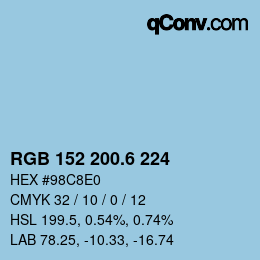 カラーコード: RGB 152 200.6 224 | qconv.com