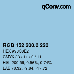カラーコード: RGB 152 200.6 226 | qconv.com