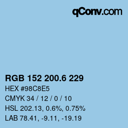 カラーコード: RGB 152 200.6 229 | qconv.com