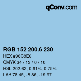 カラーコード: RGB 152 200.6 230 | qconv.com