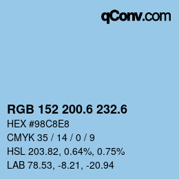 カラーコード: RGB 152 200.6 232.6 | qconv.com