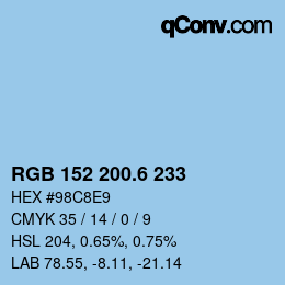 カラーコード: RGB 152 200.6 233 | qconv.com