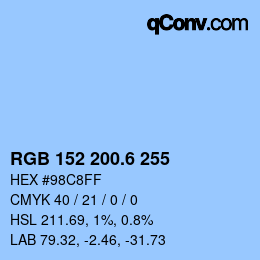 カラーコード: RGB 152 200.6 255 | qconv.com