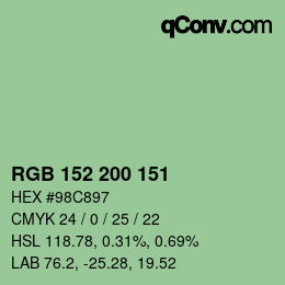 Color code: RGB 152 200 151 | qconv.com