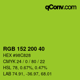 Color code: RGB 152 200 40 | qconv.com
