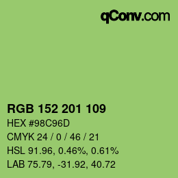 Color code: RGB 152 201 109 | qconv.com