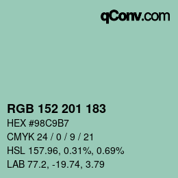 Color code: RGB 152 201 183 | qconv.com