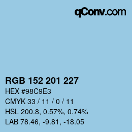 颜色代码: RGB 152 201 227 | qconv.com