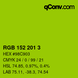 Color code: RGB 152 201 3 | qconv.com