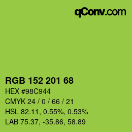カラーコード: RGB 152 201 68 | qconv.com