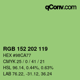 颜色代码: RGB 152 202 119 | qconv.com