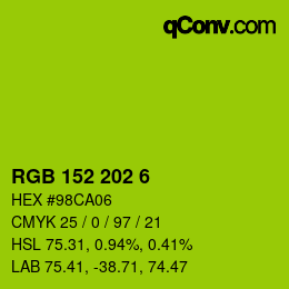 Color code: RGB 152 202 6 | qconv.com