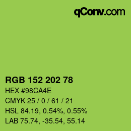 カラーコード: RGB 152 202 78 | qconv.com