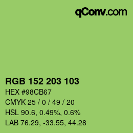 颜色代码: RGB 152 203 103 | qconv.com