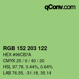 Código de color: RGB 152 203 122 | qconv.com