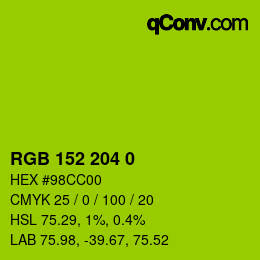 カラーコード: RGB 152 204 0 | qconv.com