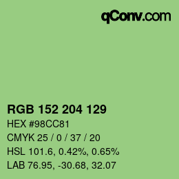颜色代码: RGB 152 204 129 | qconv.com