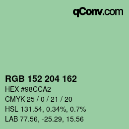 Color code: RGB 152 204 162 | qconv.com