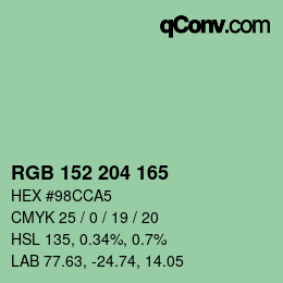 Color code: RGB 152 204 165 | qconv.com