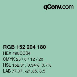 Color code: RGB 152 204 180 | qconv.com