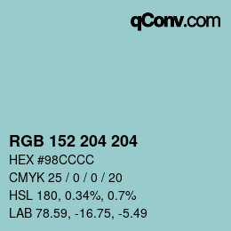 Color code: RGB 152 204 204 | qconv.com
